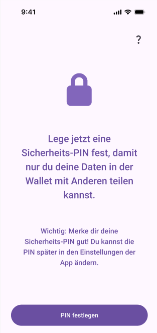 Setup of the Wallet PIN before