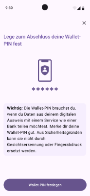 Setup of the Wallet-PIN (after)