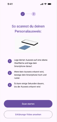 Scanning of the ID Card (screen before the user studies)