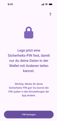 Setup of the Wallet-PIN (before)